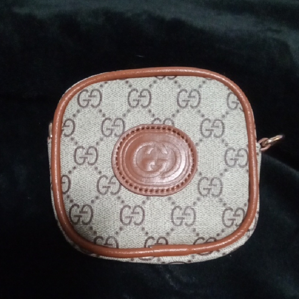 Copy Gucci Tan and Brown Monogram Mini Pouch